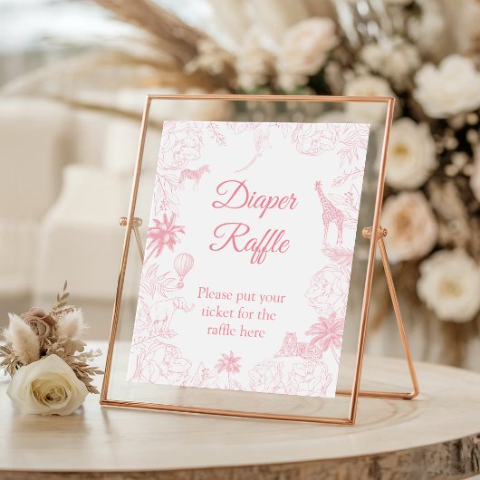 Blush-Pink-Dschungel-Safari-Windel-Raffle-Schild Poster
