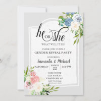 Blush Pink Dusty Blue Floral Gender Reveal Party