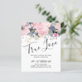 Blush Pink Dusty Blue Floral Wedding Budget (Stehend Vorderseite)