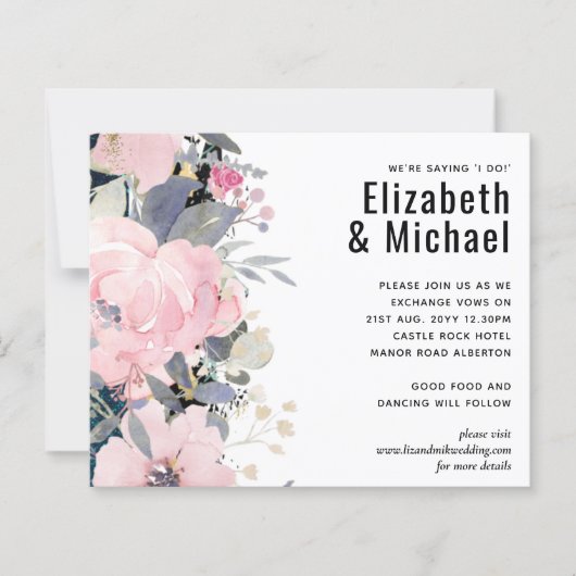 Blush Pink Dusty Blue Floral Wedding Budget (Vorderseite)