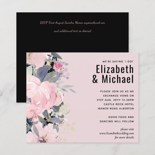 Blush Pink Dusty Blue Floral Wedding Budget (Vorne/Hinten)