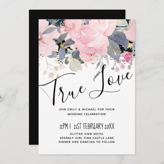 Blush Pink Dusty Blue Floral Wedding Budget (Vorne/Hinten)