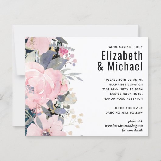 Blush Pink Dusty Blue Floral Wedding Budget (Vorderseite)