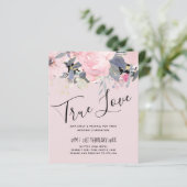 Blush Pink Dusty Blue Floral Wedding Budget (Stehend Vorderseite)