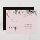 Blush Pink Dusty Blue Floral Wedding Budget Einladungspostkarte (Vorne/Hinten)