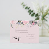 Blush Pink Dusty Blue Floral Wedding Budget Einladungspostkarte (Stehend Vorderseite)