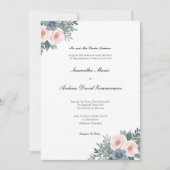 Blush Pink Dusty Blue Formal Elegante Hochzeit Einladung (Vorderseite)