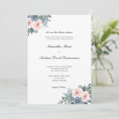 Blush Pink Dusty Blue Formal Elegante Hochzeit Einladung (Stehend Vorderseite)