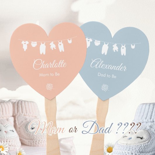 Blush Pink Dusty Blue Minimalistisch Baby Dusche Fächer