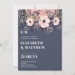 Blush Pink Dusty Blue Rosegold Floral Wedding Chic