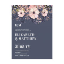 Blush Pink Dusty Blue Rosegold Floral Wedding Chic