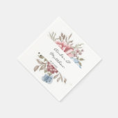 Blush Pink Dusty Blue Watercolor Peony Wedding Serviette (Ecke)