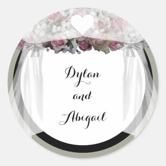 Blush Pink & Dusty Green Wedding Sticker (Vorderseite)