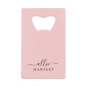 Blush Pink Dusty Pink Moderner Minimalistischer Na Geldbeutel Flaschenöffner (Vorderseite)