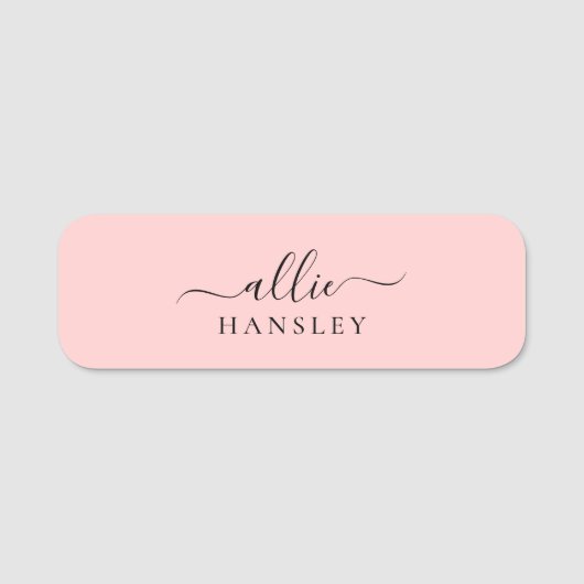 Blush Pink Dusty Pink Moderner Minimalistischer Na Namensschild (Vorderseite)
