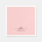 Blush Pink Dusty Pink Moderner Minimalistischer Na Serviette (Vorderseite)