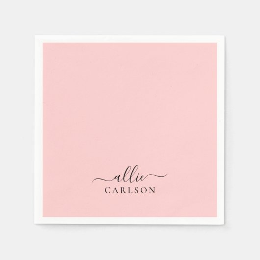 Blush Pink Dusty Pink Moderner Minimalistischer Na Serviette (Vorderseite)