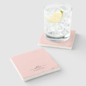 Blush Pink Dusty Pink Moderner Minimalistischer Na Steinuntersetzer (Seitenansicht)