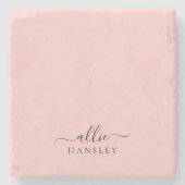 Blush Pink Dusty Pink Moderner Minimalistischer Na Steinuntersetzer (Vorderseite)
