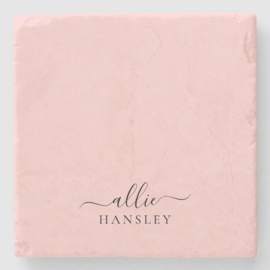 Blush Pink Dusty Pink Moderner Minimalistischer Na Steinuntersetzer (Vorderseite)