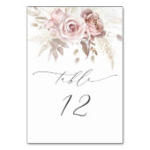 Blush Pink Dusty Rose Bloral Wedding Tischnummer (Vorderseite)