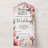Blush Pink Dusty Rose Bride Groom Bloral Wedding All In One Einladung (Innen Boden)