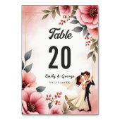 Blush Pink Dusty Rose Bride Groom Bloral Wedding Tischnummer (Vorderseite)