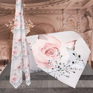 Blush Pink Dusty Rose Silver Gray Greenery Wedding Krawatte