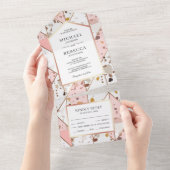 Blush Pink Earthy Geometric Terrazzo Wedding All In One Einladung (Abreißen)