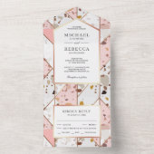 Blush Pink Earthy Geometric Terrazzo Wedding All In One Einladung (Innen Boden)