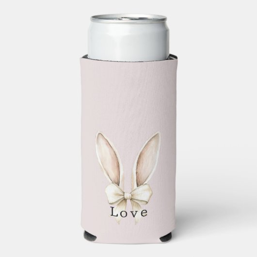 Blush Pink Easter Bunny Ears Bow Love Selters Dosenkühler (Seltzer Vorderseite)