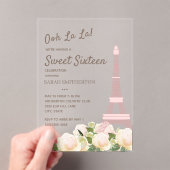 Blush Pink Eiffelturm Weißer Blumenstrauß 16 Acryleinladungen (Insitu (Handheld))