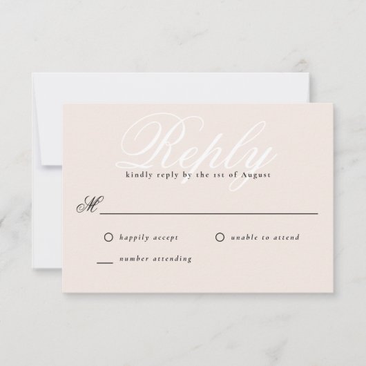 Blush Pink Einfach modern Elegant Minimal Monogram RSVP Karte (Vorderseite)