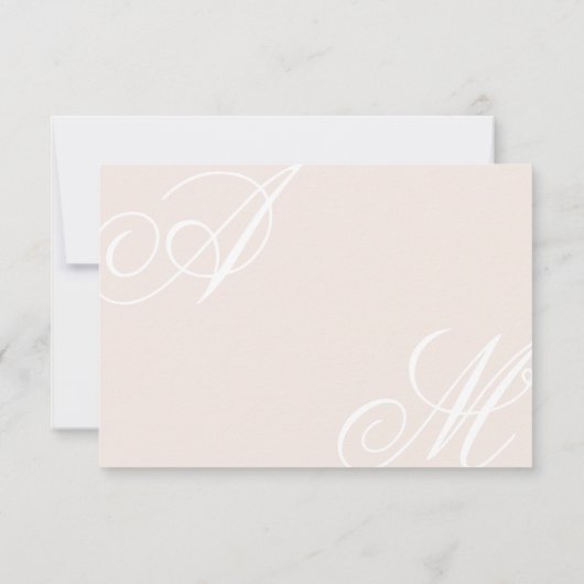 Blush Pink Einfach modern Elegant Minimal Monogram RSVP Karte (Rückseite)