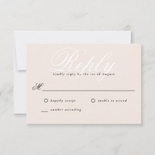 Blush Pink Einfach modern Elegant Minimal Monogram RSVP Karte
