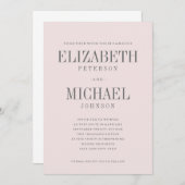 Blush Pink Einfache Elegante Art Hochzeit Einladun Einladung (Vorne/Hinten)
