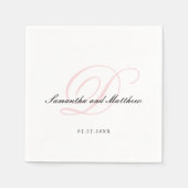 Blush Pink Einfache, elegante Script Monogram Wedd Serviette (Vorderseite)