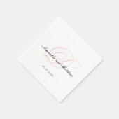Blush Pink Einfache, elegante Script Monogram Wedd Serviette (Ecke)