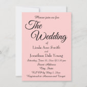 Blush Pink Einfache Hochzeit Einladung (Vorderseite)