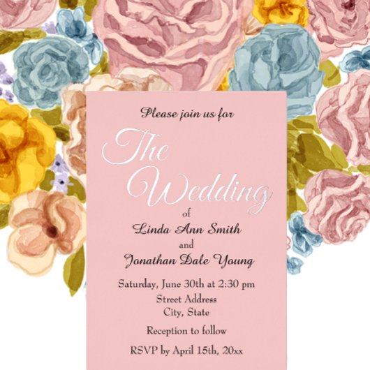 Blush Pink Einfache Hochzeit Folieneinladung