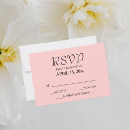 Blush Pink Einfache Hochzeit RSVP Karte