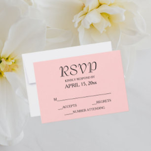 Blush Pink Einfache Hochzeit RSVP Karte