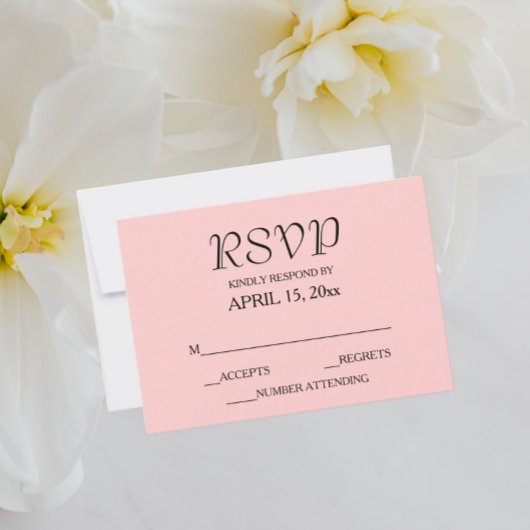 Blush Pink Einfache Hochzeit RSVP Karte
