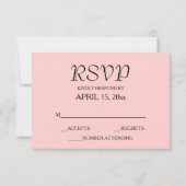 Blush Pink Einfache Hochzeit RSVP Karte (Vorderseite)