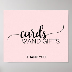 Blush Pink Einfache kalligraphische Karten und Ges Poster