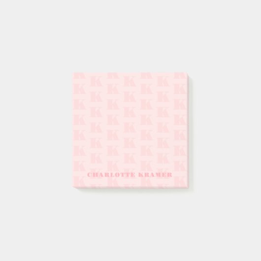 Blush Pink Einfache moderne Monogramm Anfangsbuchs Post-it Klebezettel (Vorderseite)