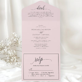 Blush Pink Einfache moderne Schrift All In One Einladung