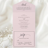 Blush Pink Einfache moderne Schrift All In One Einladung