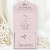 Blush Pink Einfache moderne Schrift All In One Einladung