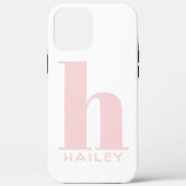 Blush Pink Einfache Monogramm und Name Case-Mate iPhone Hülle (Rückseite)